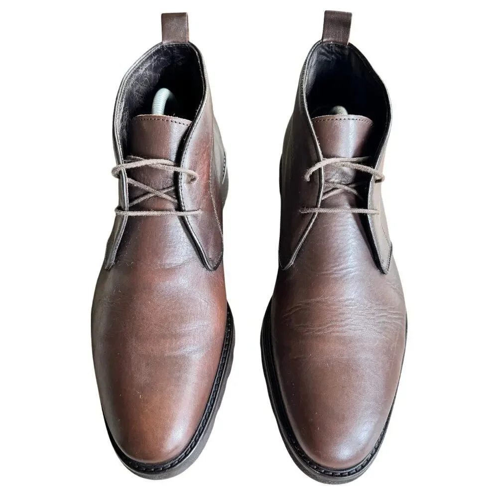 Bruno Magli WENDER LEATHER LACE-UP CHUKKA Ankle BOOTS Brown Size 10.5 M